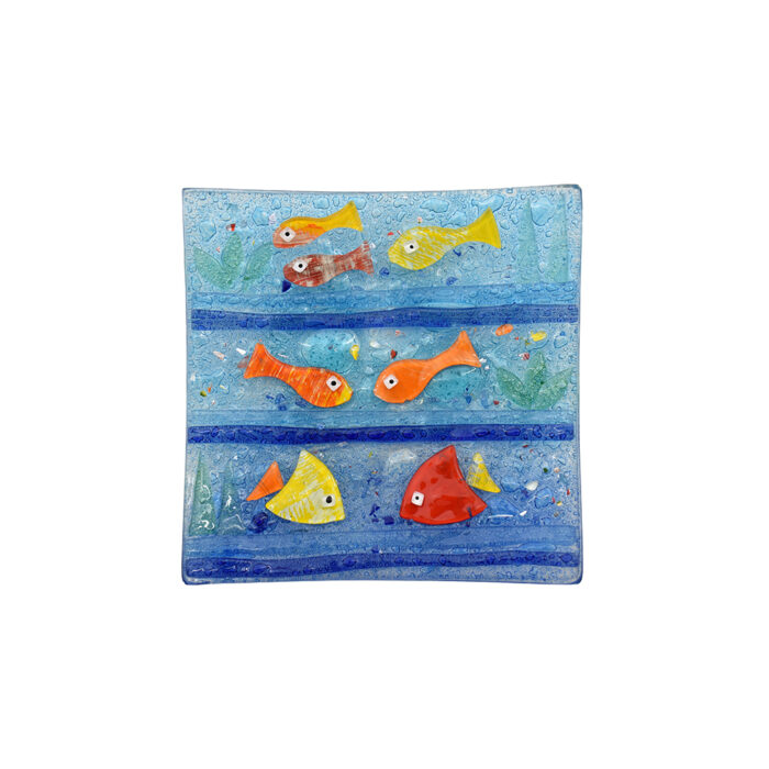 Φυσητό Τετράγωνο Πιάτο Γυαλιού με Θαλασσινά & Καλοκαιρινά Μοτίβα - Image 8