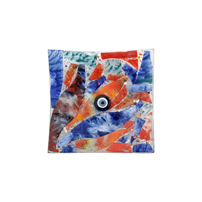 Φυσητό Τετράγωνο Πιάτο Γυαλιού με Θαλασσινά & Καλοκαιρινά Μοτίβα - Image 9