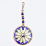 Κρεμαστό Γυάλινο Μάτι  με Χρυσή Ρίγα και Κεντρική Χάντρα