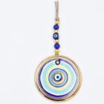 Κρεμαστό Γυάλινο Μάτι  με Χρυσή Ρίγα και Κεντρική Χάντρα