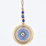 Κρεμαστό Γυάλινο Μάτι  με Χρυσή Ρίγα και Κεντρική Χάντρα