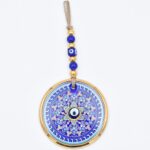 Κρεμαστό Γυάλινο Μάτι  με Χρυσή Ρίγα και Κεντρική Χάντρα