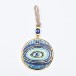 Κρεμαστό Γυάλινο Μάτι  με Χρυσή Ρίγα 