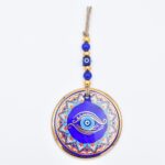 Κρεμαστό Γυάλινο Μάτι  με Χρυσή Ρίγα