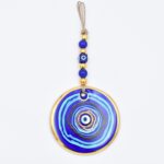 Κρεμαστό Γυάλινο Μάτι με Χρυσή Ρίγα και Κεντρική Χάντρα   11CM - 13CM