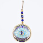 Κρεμαστό Γυάλινο Μάτι  με Χρυσή Ρίγα και Κεντρική Χάντρα