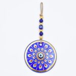 Κρεμαστό Γυάλινο Μάτι  με Χρυσή Ρίγα και Κεντρική Χάντρα