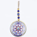 Κρεμαστό Γυάλινο Μάτι  με Χρυσή Ρίγα και Κεντρική Χάντρα