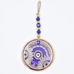 Κρεμαστό Γυάλινο Μάτι  με Χρυσή Ρίγα και Κεντρική Χάντρα