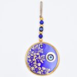 Κρεμαστό Γυάλινο Μάτι  με Χρυσή Ρίγα και Κεντρική Χάντρα