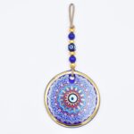 Κρεμαστό Γυάλινο Μάτι  με Χρυσή Ρίγα και Κεντρική Χάντρα