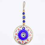 Κρεμαστό Γυάλινο Μάτι  με Χρυσή Ρίγα και Κεντρική Χάντρα