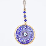 Κρεμαστό Γυάλινο Μάτι  με Χρυσή Ρίγα και Κεντρική Χάντρα