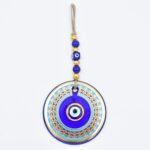 Κρεμαστό Γυάλινο Μάτι  με Χρυσή Ρίγα και Κεντρική Χάντρα