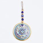 Κρεμαστό Γυάλινο Μάτι  με Χρυσή Ρίγα και Κεντρική Χάντρα