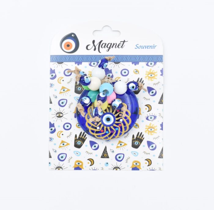 Μαγνήτης  Μπλε Γυαλί Στρογγυλός Μάτι Με Χάντρες - Image 2