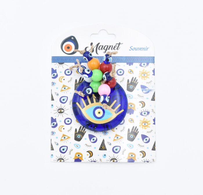 Μαγνήτης  Μπλε Γυαλί Στρογγυλός Μάτι Με Χάντρες - Image 4