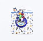 Μαγνήτης  Μπλε Γυαλί Στρογγυλός Μάτι Με Χάντρες