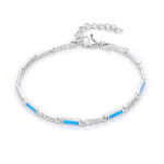 ΒΡΑΧΙΟΛΙΑ  925 Rhodium blue opal