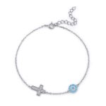 ΒΡΑΧΙΟΛΙΑ  925 Rhodium blue opal white zircon