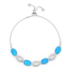 ΒΡΑΧΙΟΛΙΑ  925 Rhodium blue opal