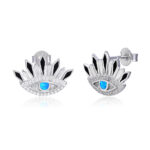 ΣΚΟΥΛΑΡΙΚΙΑ 925 Rhodium blue opal white zircon