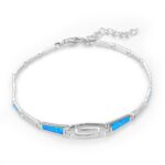 ΒΡΑΧΙΟΛΙΑ  925 Rhodium blue opal