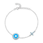 ΒΡΑΧΙΟΛΙΑ  925 Rhodium blue opal