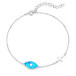 ΒΡΑΧΙΟΛΙΑ  925 Rhodium blue opal