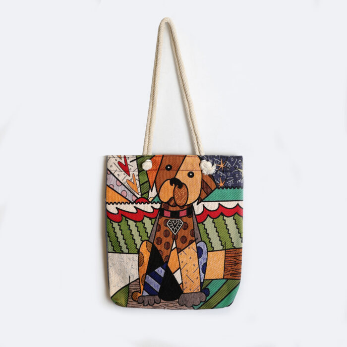 Τσάντα Ώμου Υφαντή Σκυλάκι - Image 2