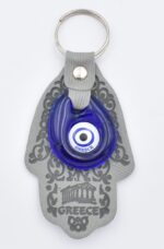 Μπρελόκ  Δερμάτινο Χέρι Φατμά με Μάτι & Ακρόπολη – Greece - Image 2