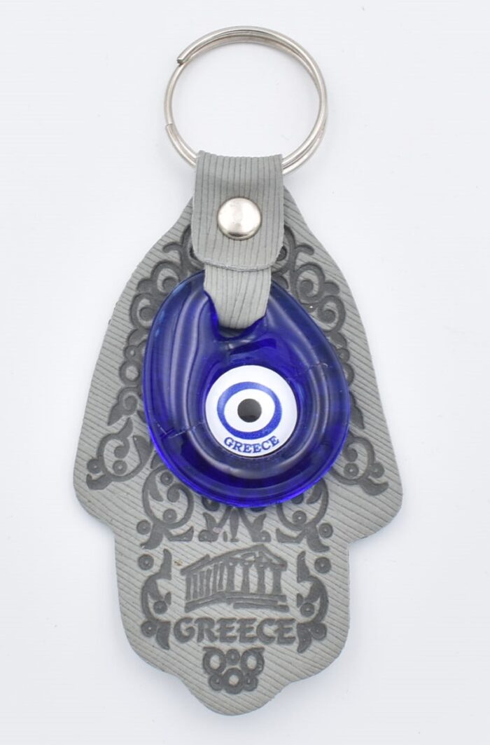 Μπρελόκ  Δερμάτινο Χέρι Φατμά με Μάτι & Ακρόπολη – Greece - Image 2