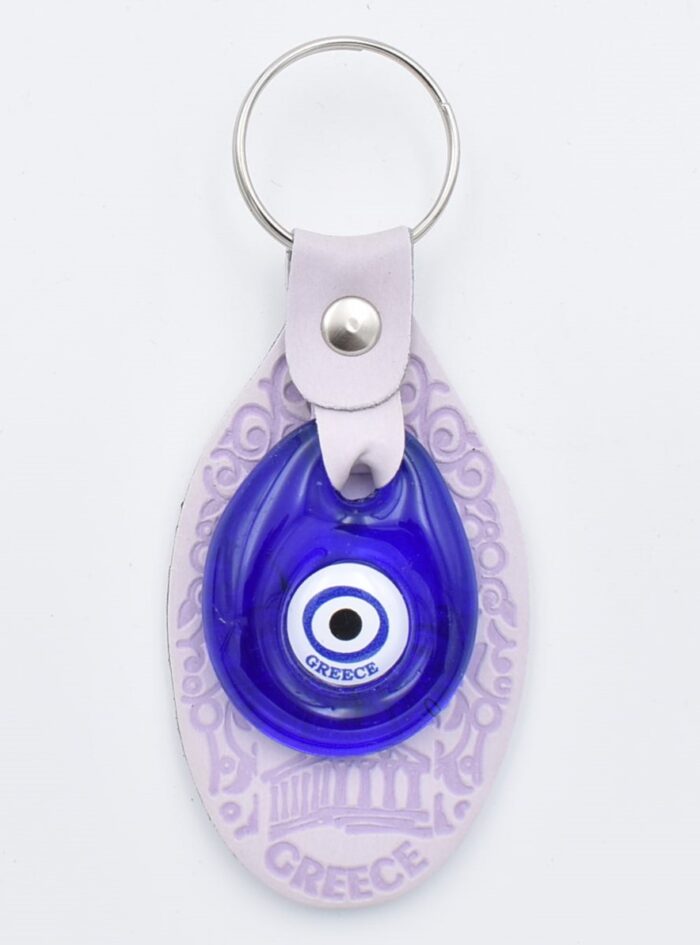 Μπρελόκ  Δερμάτινο Ανάγλυφο Μοτίβο Σπείρα με Μάτι & Ακρόπολη – Greece - Image 2
