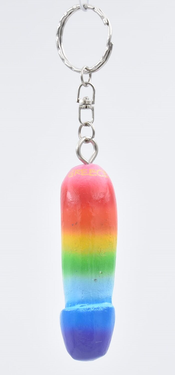 Μπρελόκ Ξύλινος Φαλλός Πολύχρωμο Ουράνιο Τόξο - Image 2