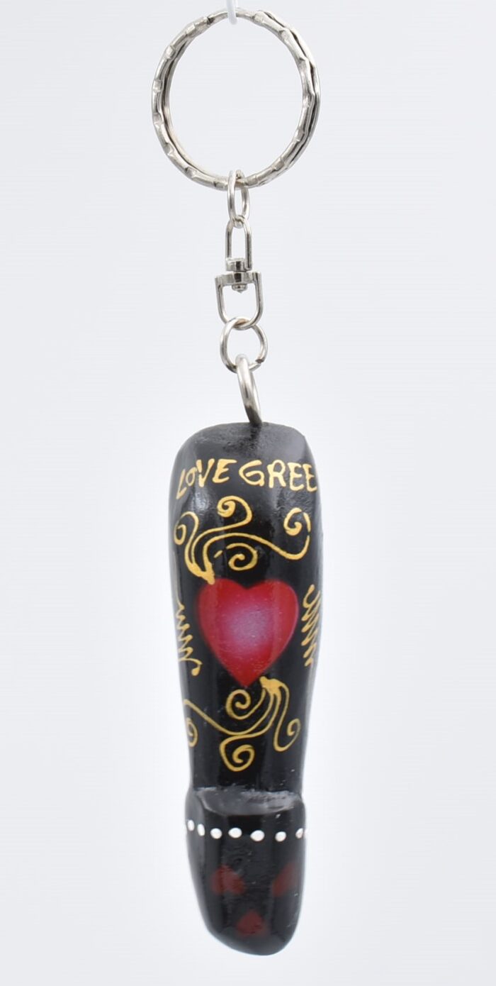 Μπρελόκ Ξύλινος Φαλλός Με Καρδιά &  Λουλούδι - Image 2