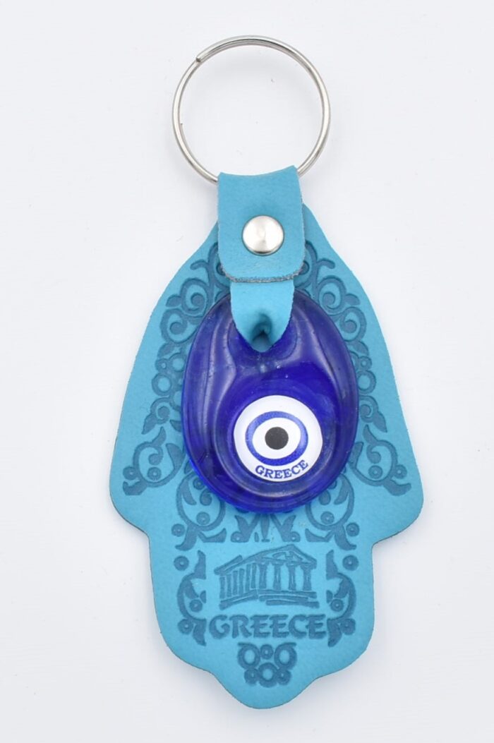 Μπρελόκ  Δερμάτινο Χέρι Φατμά με Μάτι & Ακρόπολη – Greece - Image 11