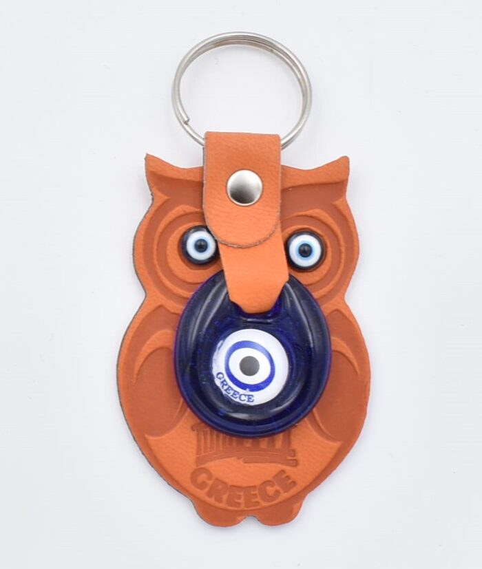 Μπρελόκ  Δερμάτινο Κουκουβάγια  με Μάτι & Ακρόπολη – Greece - Image 11