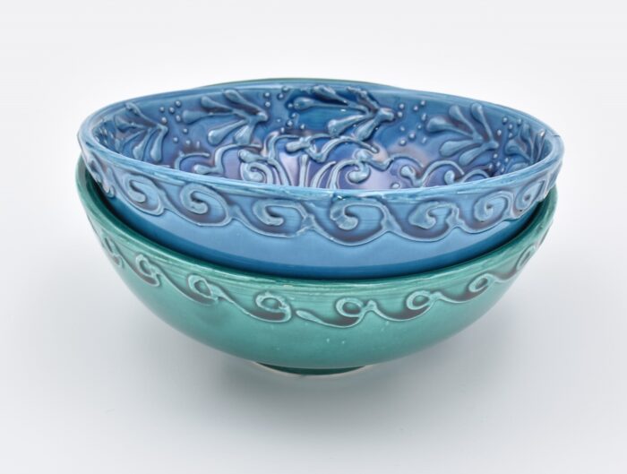 Κεραμικό Μπωλ  Μπλε & Τιρκουάζ Λουλούδι - Image 7