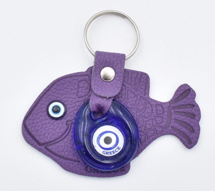 Μπρελόκ  Δερμάτινο Ψάρι με Μάτι & Ακρόπολη – Greece - Image 3