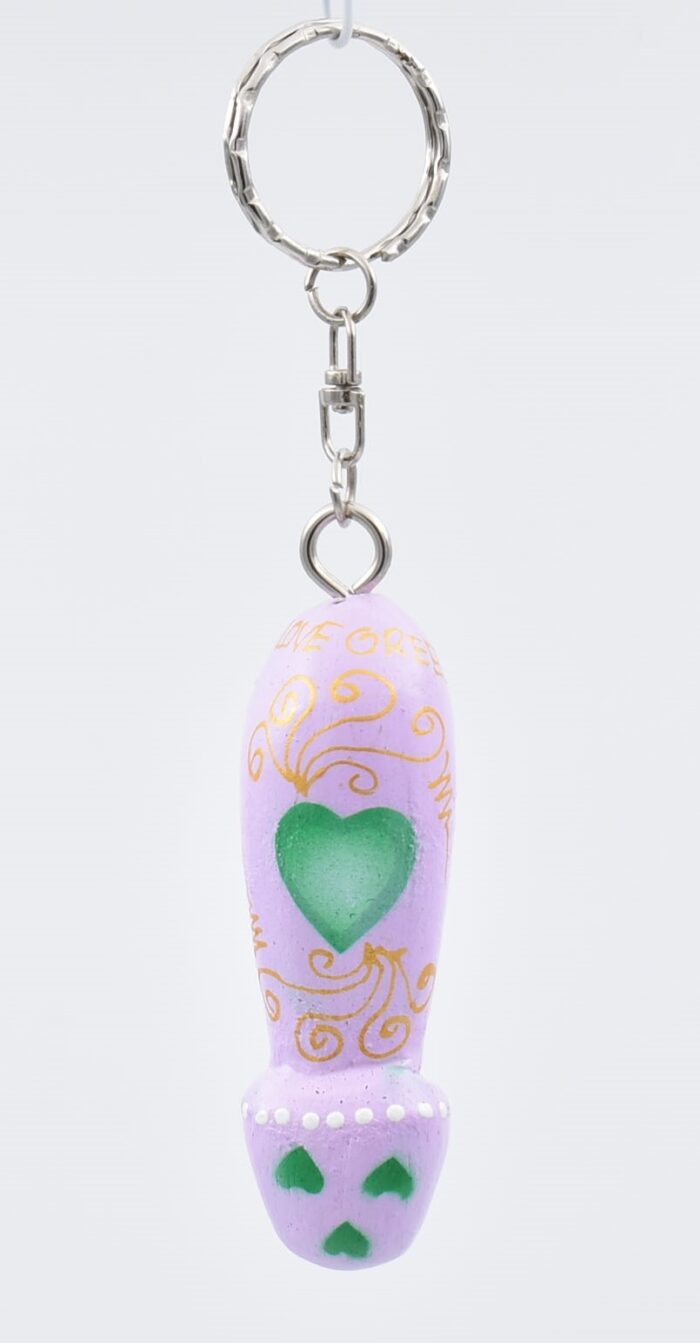 Μπρελόκ Ξύλινος Φαλλός Με Καρδιά &  Λουλούδι - Image 3