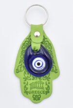 Μπρελόκ  Δερμάτινο Χέρι Φατμά με Μάτι & Ακρόπολη – Greece - Image 4