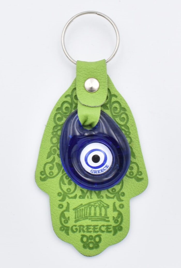 Μπρελόκ  Δερμάτινο Χέρι Φατμά με Μάτι & Ακρόπολη – Greece - Image 4