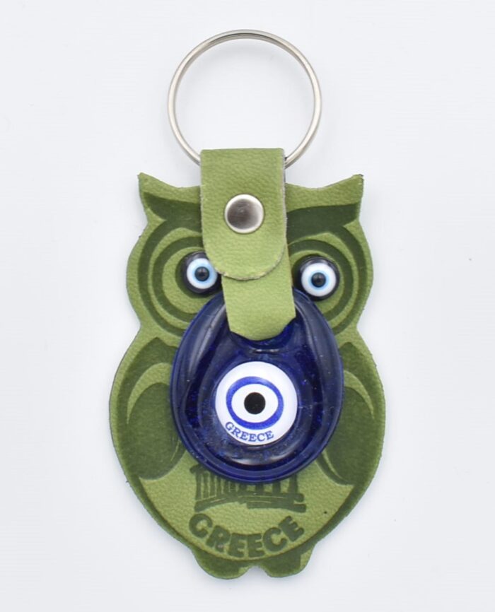 Μπρελόκ  Δερμάτινο Κουκουβάγια  με Μάτι & Ακρόπολη – Greece - Image 4