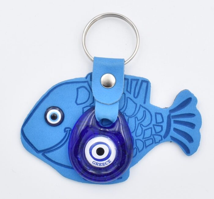 Μπρελόκ  Δερμάτινο Ψάρι με Μάτι & Ακρόπολη – Greece - Image 4