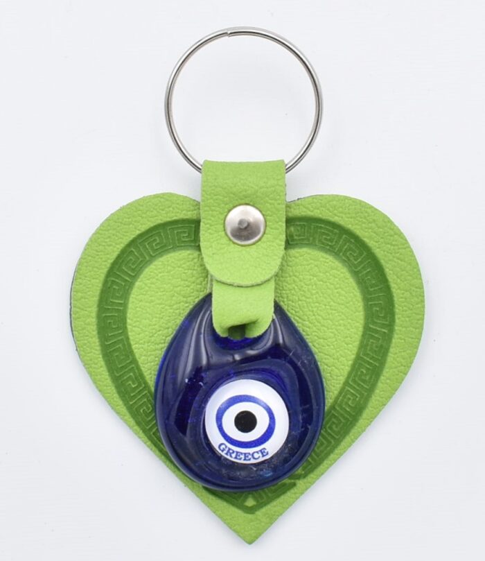 Μπρελόκ  Δερμάτινο Καρδιά με Μάτι & Ακρόπολη – Greece - Image 5