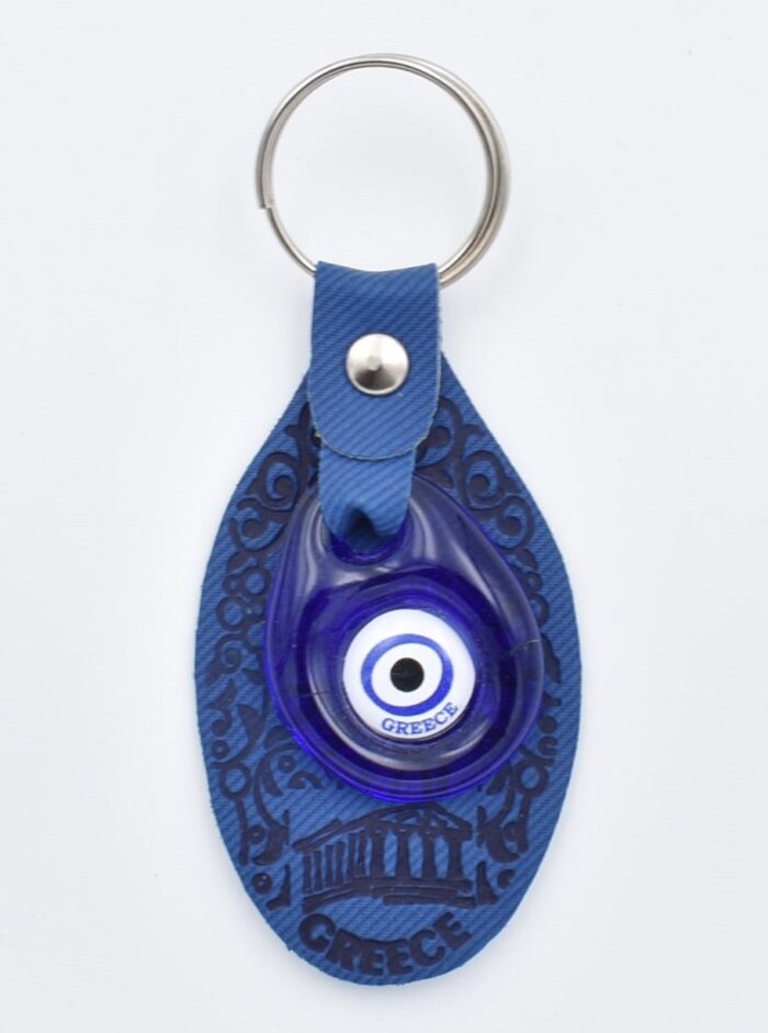 Μπρελόκ  Δερμάτινο Ανάγλυφο Μοτίβο Σπείρα με Μάτι & Ακρόπολη – Greece - Image 5