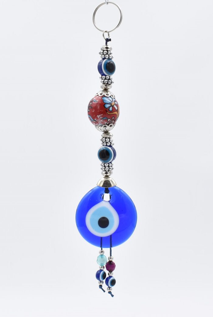 Μάτι Γούρι Κρεμαστό με Κόκκινη Κεραμική Μπίλια - Image 3