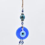 Μάτι Γούρι Κρεμαστό με  Θαλασσί - Πετρόλ  Κεραμική Μπίλια & Σκοινί