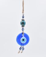 Μάτι Γούρι Κρεμαστό με  Θαλασσί - Πετρόλ  Κεραμική Μπίλια & Σκοινί