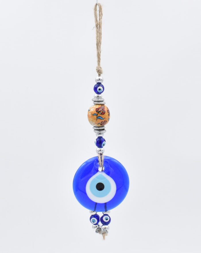 Μάτι Γούρι Κρεμαστό με Πορτοκαλί  Κεραμική Μπίλια - Image 3